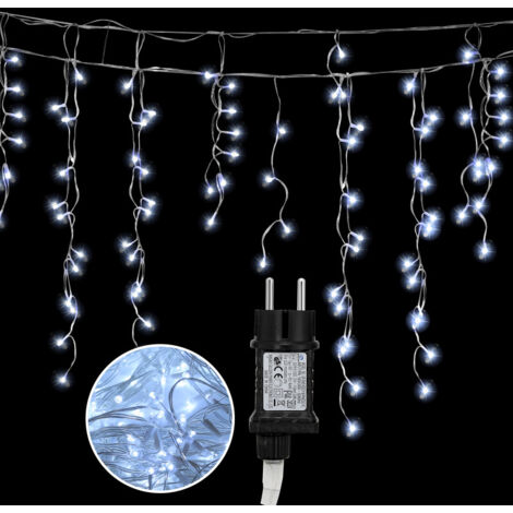 Randaco 10m 200 LED Pluie Verglaçante Guirlande Lumineuse Glaçon Noël Guirlande Lumineuse Lampe Guirlande Lumineuse Fête IP44 Extérieur Intérieur blanc froid