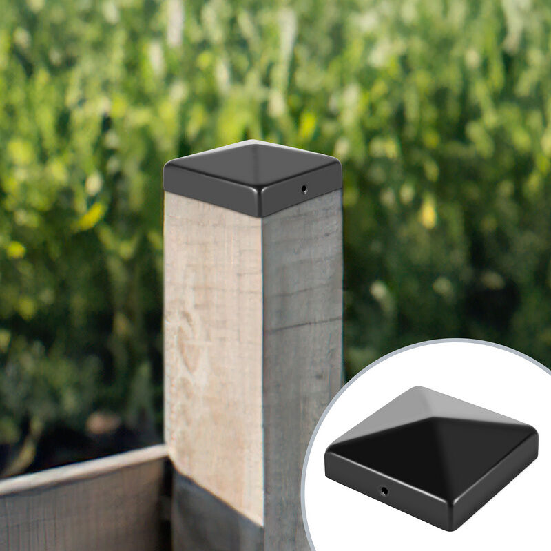 Randaco - vingo 10x Capuchon de poteau Clôture Capuchon de clôture Carré Pyramides Pyramide Noir 71mm