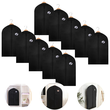 Randaco 10x housse à vêtements 100 x 60cm housse de protection noire - Noir