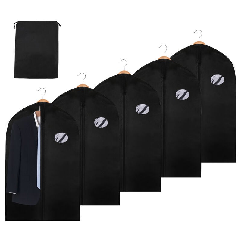 Randaco - vingo 10x housse à vêtements 100 x 60cm housse de protection noire 2 avec sac à chaussures