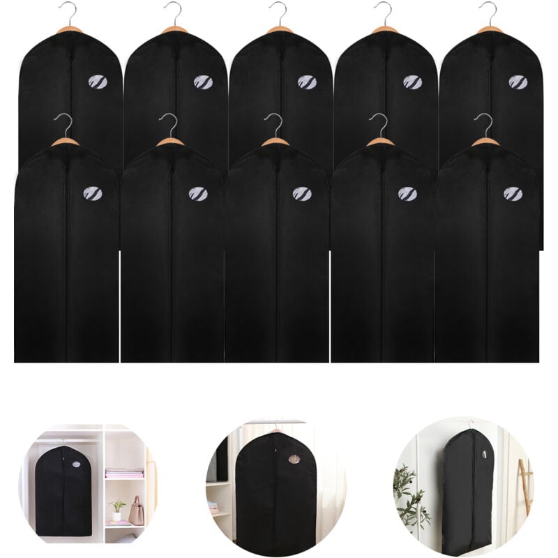 Randaco - einfeben 10x housse à vêtements 128 x 60cm housse de protection noire