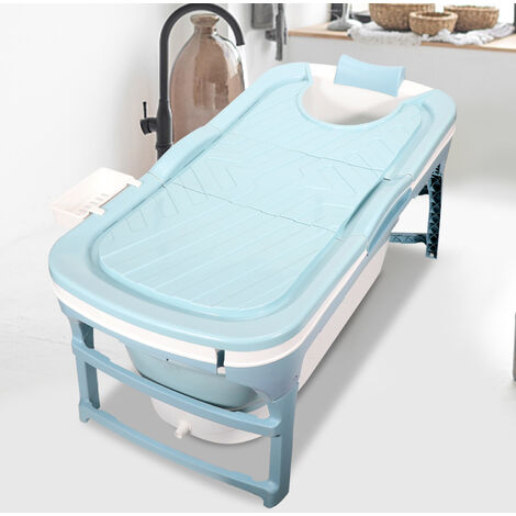 Randaco 116 x 60 x 50 cm Faltbare Badewanne Erwachsene Foldable Bathtub tragbare Klappbadewanne mobile Badewanne für Badezimmer - blau