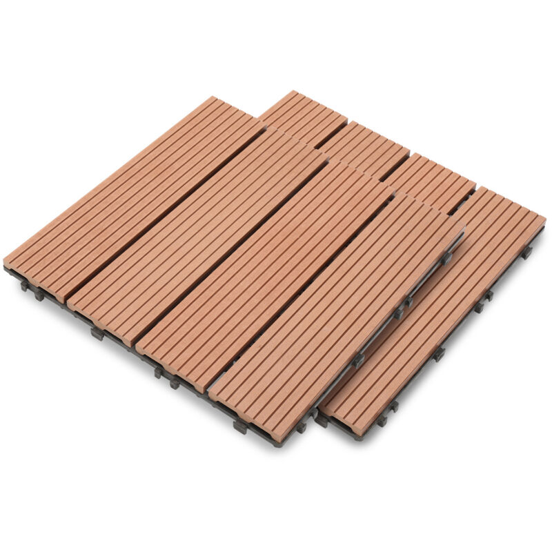 Randaco - einfeben 44x Dalle terrasse composite effet bois Dalles de Jardin clipsables en Bois Composite wpc 30 x 30 cm mosaïque Revêtement marron