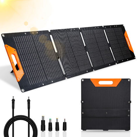 Panneau solaire portatif SolarTec 200 - 200w 18V 6.6A - 4 pans  monocristallins - Port USB A-C - Câble DC - Protec