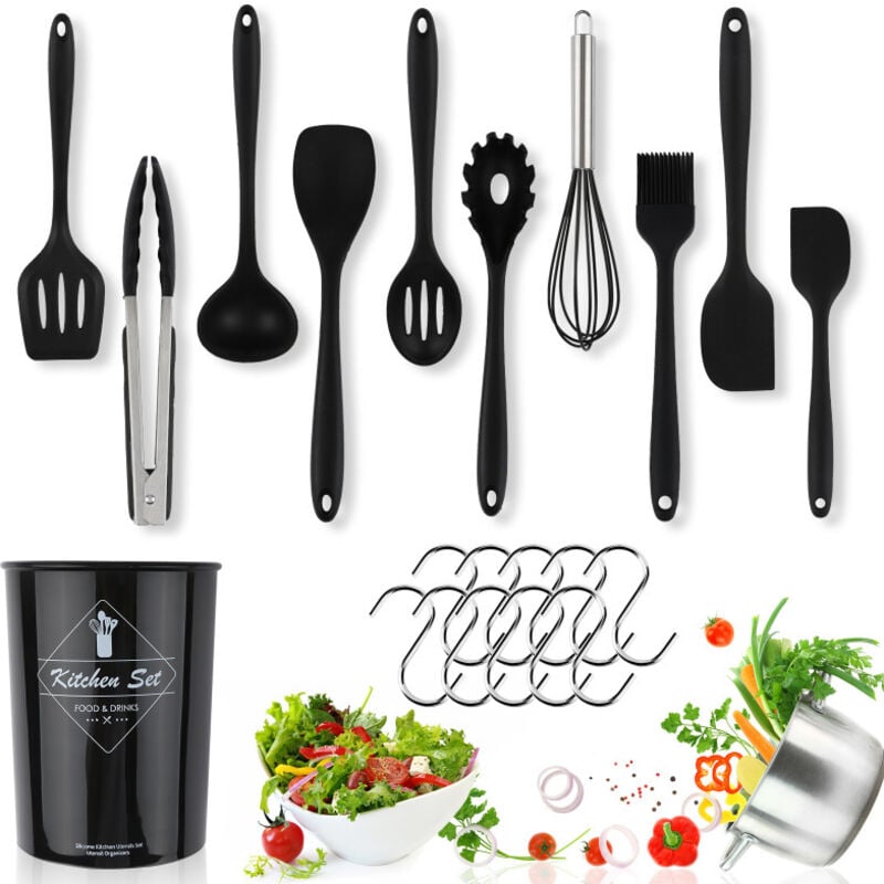 Randaco - swanew 12pcs Set Ustensiles de Cuisine en silicone avec Boîte de rangement Coffret