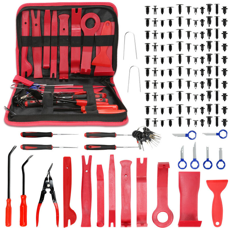 Randaco - swanew 158 Pièces Outils De DéMontage De Garnitures Trousse Rivet Clips et Bandes de Câble pour Voiture Porte Panneau Tableau de Bord