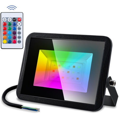 Randaco 1X20W RGB LED Strahler mit Fernbedienung RGB Strahler Außenstrahler Flutlichtstrahler