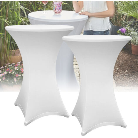 Randaco 2× Elastische Stehtischhusse Ø 70×110 cm, Weiß – Stretch Bistrotisch Husse für Hochzeit & Messe