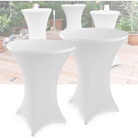 Randaco 2× Stehtischhusse Stretch Weiß elastischer Bistrotisch Überzug, ø 80×110 cm