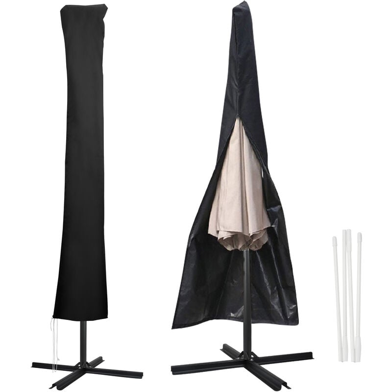 190cm Housse de protection pour parasol housse de protection pour capote housse de parasol. noir - Tolletour