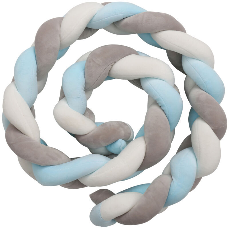 Einfeben 2M Bébé Oreiller Tour de lit bébé aide au sommeil enfant bébé oreiller stéréotypé gris blanc bleu
