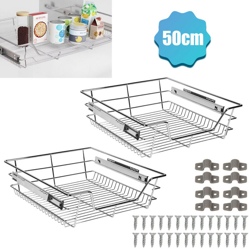 Randaco - einfeben 4X Tiroir de Cuisine Télescopique d'Armoire de Cuisine Argent 50CM