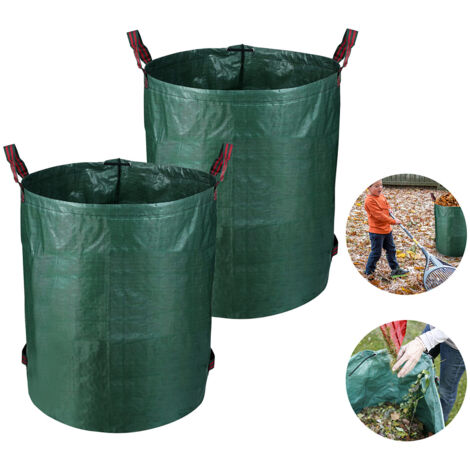 Randaco 2X Borsa da giardino Borsa per foglie Borsa per rifiuti da giardino XXL Borsa da giardino Borsa per prato con manici 272L