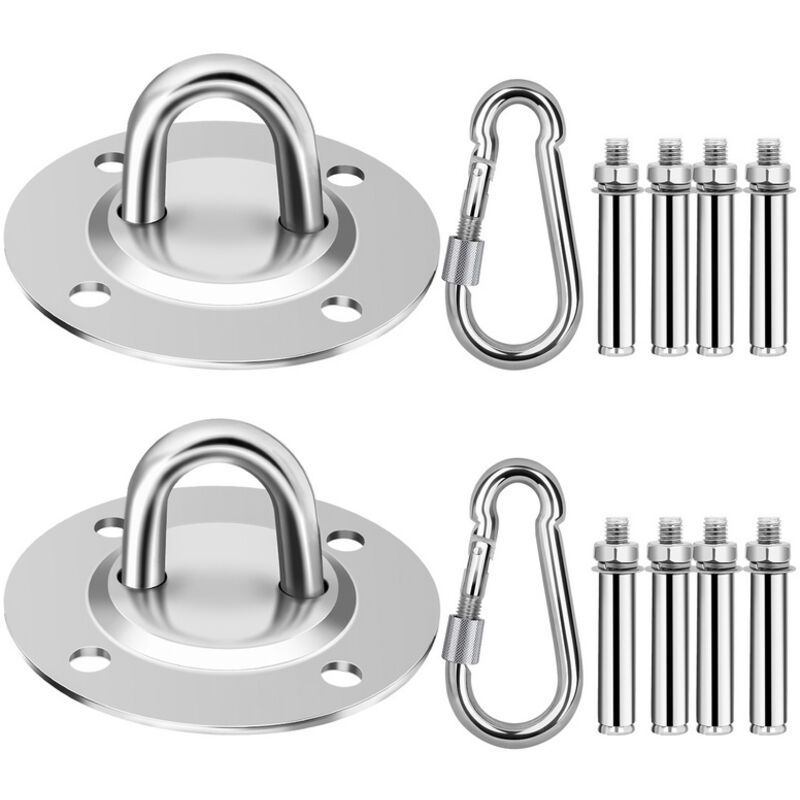 Swanew 2x Crochet de plafond Inoxydable 500KG Innovant avec 304 Acier Suspension pour Lampe accrochante, Hamac, Yoga