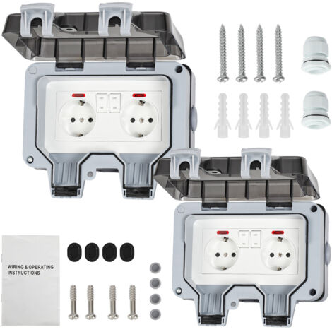 Presa Scatola Box A Parete Da Esterno Mpermeable Stagna P55 Schuko