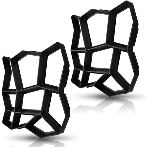 Randaco 2x Moule de pavé Moule en béton moules à paver DIY en plastiqu Pochoirs de pavage professionnels pour l'extérieur Plaques marchepied - Noir
