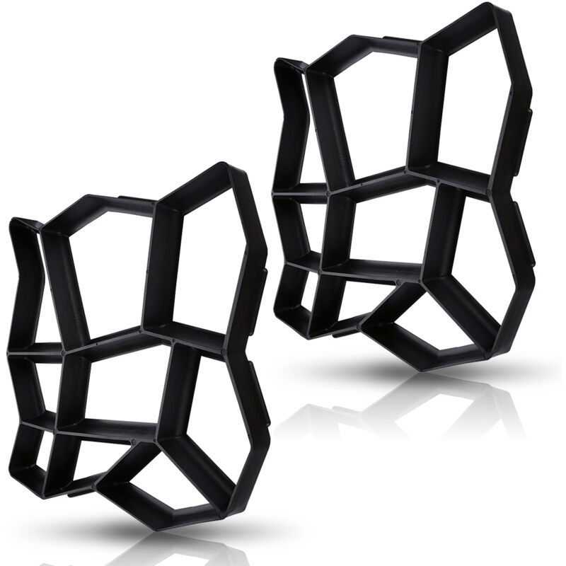 Swanew 2x Moule de pavé Moule en béton moules à paver diy en plastiqu Pochoirs de pavage professionnels pour l'extérieur Plaques marchepied