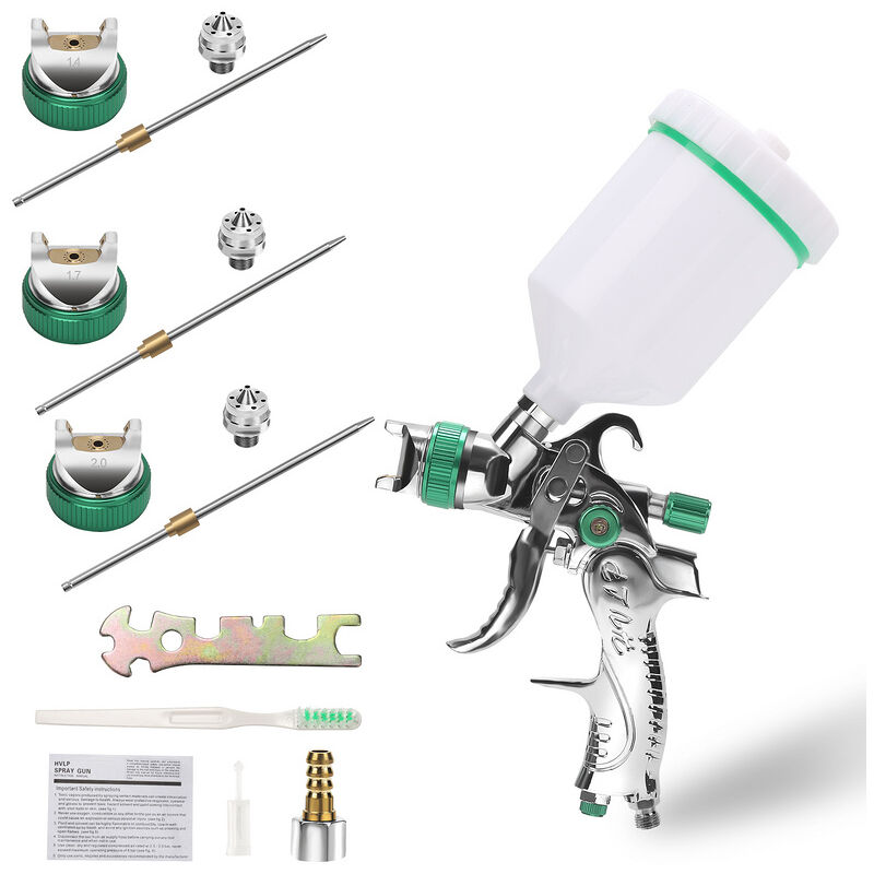 Randaco - 2x Pistolet à peinture hvlp 1.4MM/1.7MM/2.0MM 3 buses de taille avec godet à liquide 600 ml Pistolet à Pulvérisation