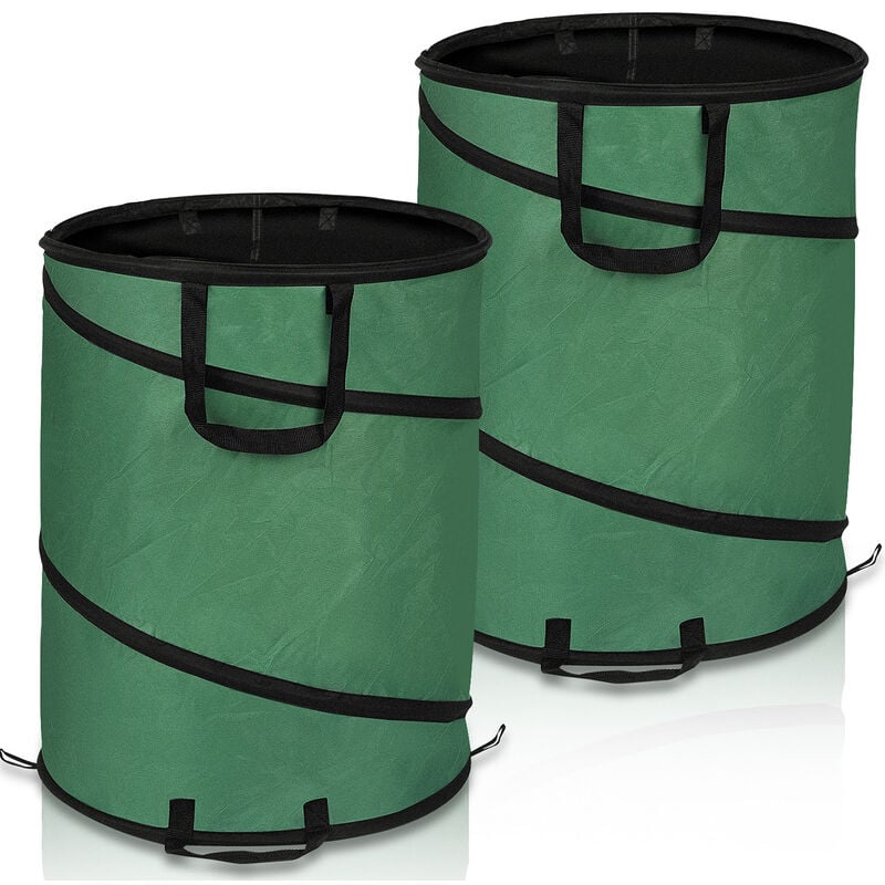 Vingo - 2x Sac de jardin 170L Pop-Up Sac à déchets avec poignées Sac à feuilles Sac à gazon xxl Vert