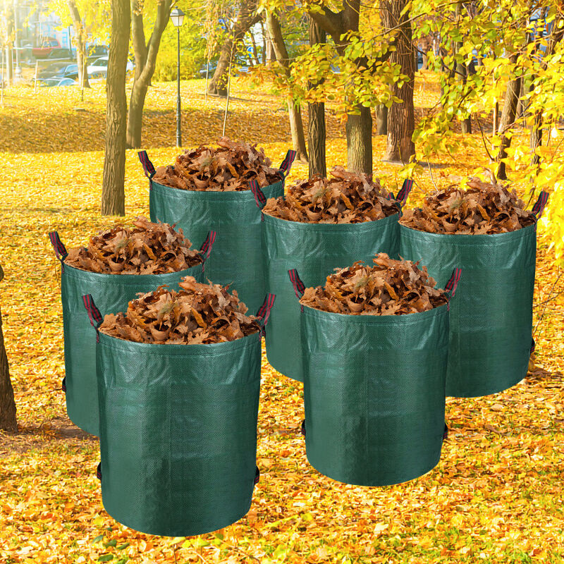 EINFEBEN Sac de jardin en polypropylène Sac de jardin XXL Sac à feuilles Compost Sac de jardin 272L 6X