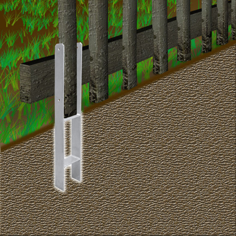 4 x support de poteau Ancrage h Support de poteau Ancrage de poteau galvanisé à chaud 600MM Ancrage de poteau h 121MM - Randaco