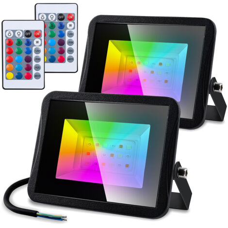 Randaco 2X20W RGB LED Strahler mit Fernbedienung RGB Strahler Außenstrahler Flutlichtstrahler