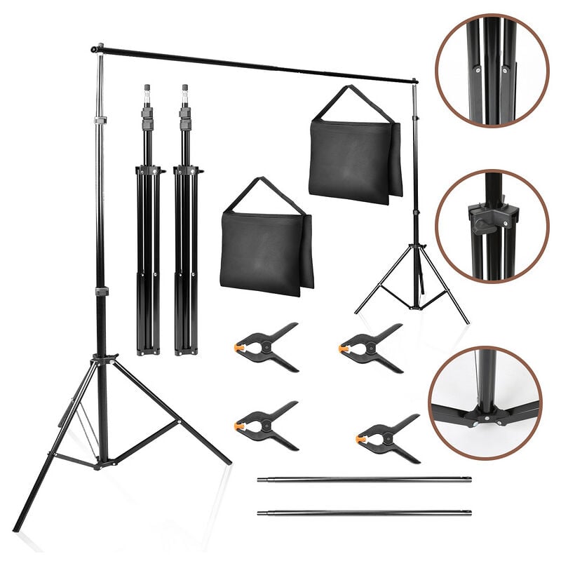 Image of Randaco - TolleTour 2x2m Hintergrundsystem Fotostudio Hintergrund Stativ Set Greenscreen 3 Farben