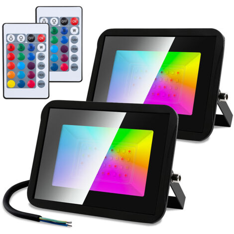Randaco 2X30W RGB LED Strahler mit Fernbedienung RGB Strahler Außenstrahler Flutlichtstrahler