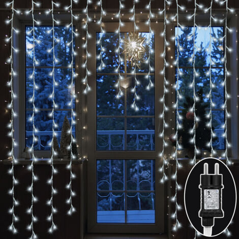 Randaco 30m 300 LED Lichterkette Eisregen LED-Lichtervorhang Weihnachtsbaumbeleuchtung Weihnachtsbeleuchtung Innen Außen Deko 8 Modi Kaltweiß