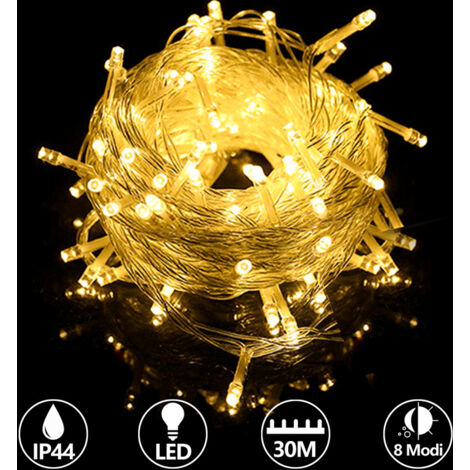 Randaco 30m 300 lucine LED luci natalizie con illuminazione impermeabile, bianco caldo