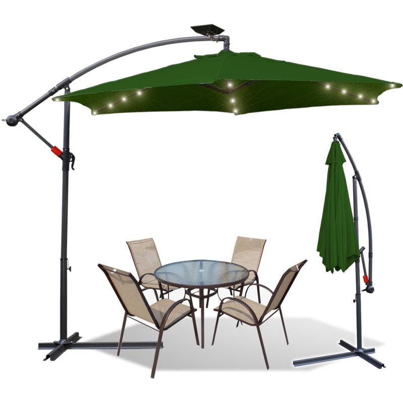 Einfeben 3.5M Parasol déporté Inclinable,UV 30+,Parasol Rotatif, avec éclairage led