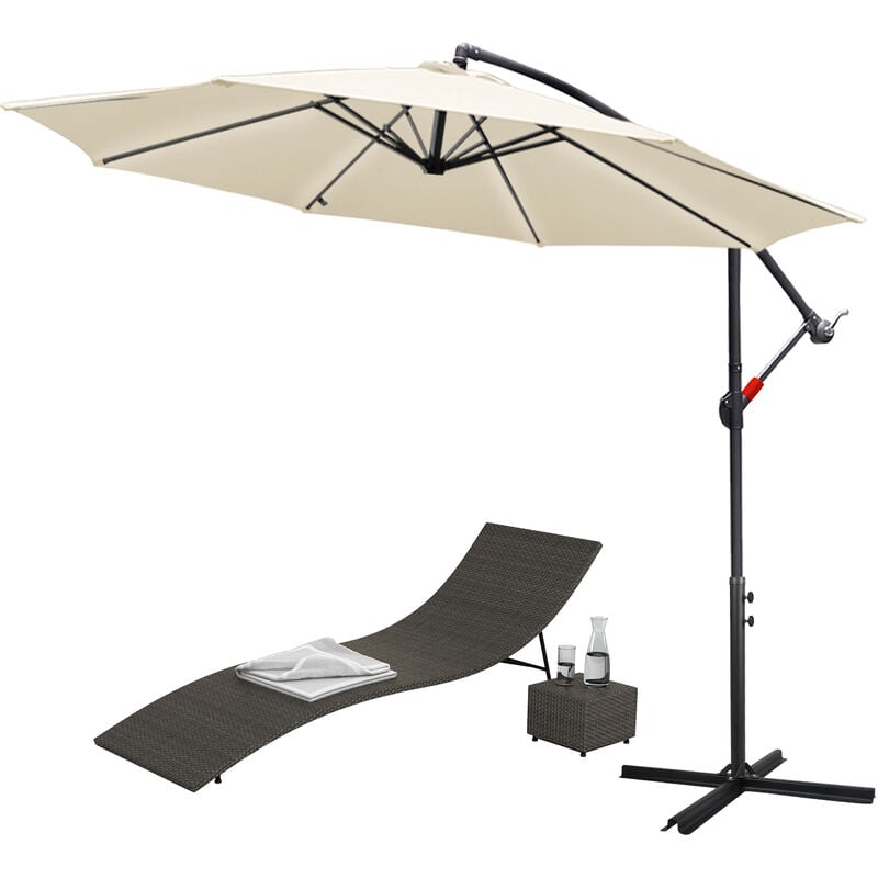 Parasol Parapluie 300cm - Parapluie, protection solaire, parasol de jardin - Beige