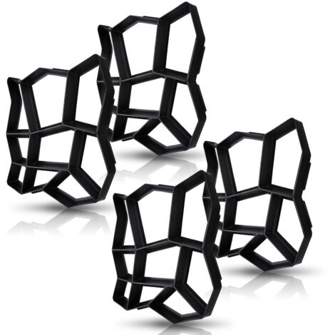 Randaco 4 pezzi Stampo in plastica per calcestruzzo per esterni - Creazione di lastre e sentieri da giardino, resistente alla corrosione e durevole