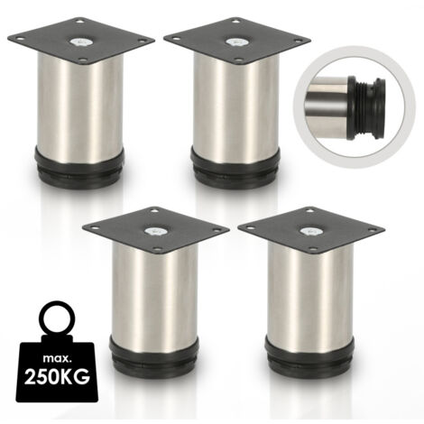 Randaco 4 piedini per mobili piedini per mobili in acciaio inox diametro 40 mm altezza 100 mm nero regolabile in altezza