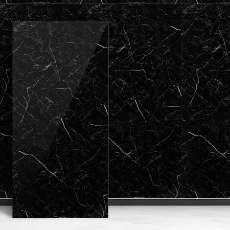 Randaco 4 x Papel pintado adhesivo 3D con efecto azulejo 120 cm x 60 cm Negro 2,88 m²