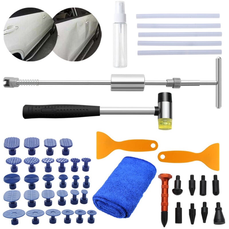 48X Kit De Débosselage Outil de réparation Auto Sans Peinture Réparation Carrosserie Outil à débosseler carrosserie et panneaux