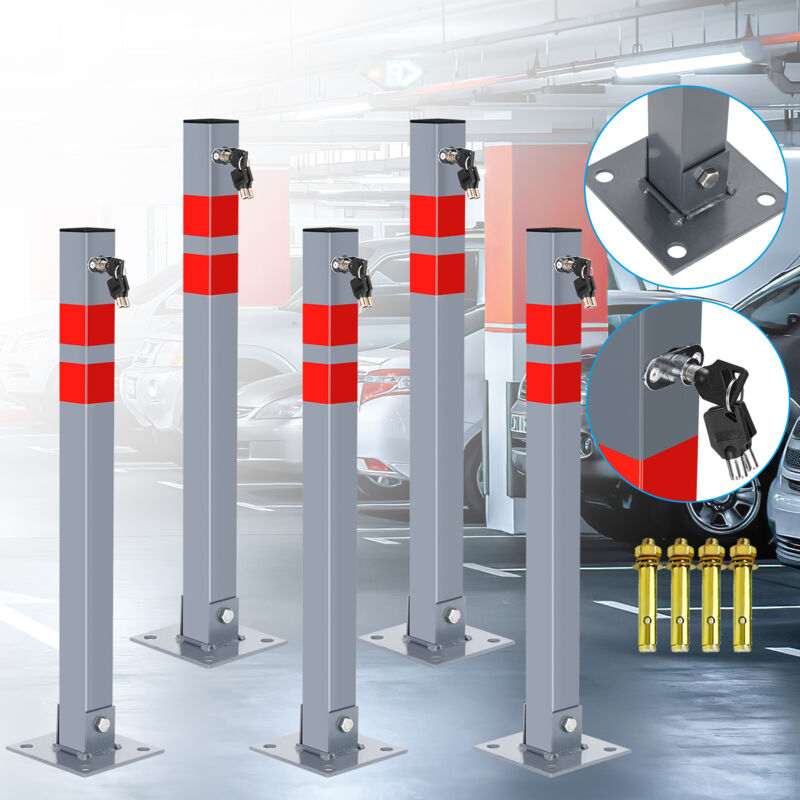 Poteau de délimitation, Barrière de parking pliable universelle, Poteau de délimitation de parking, Chaîne,5x Set