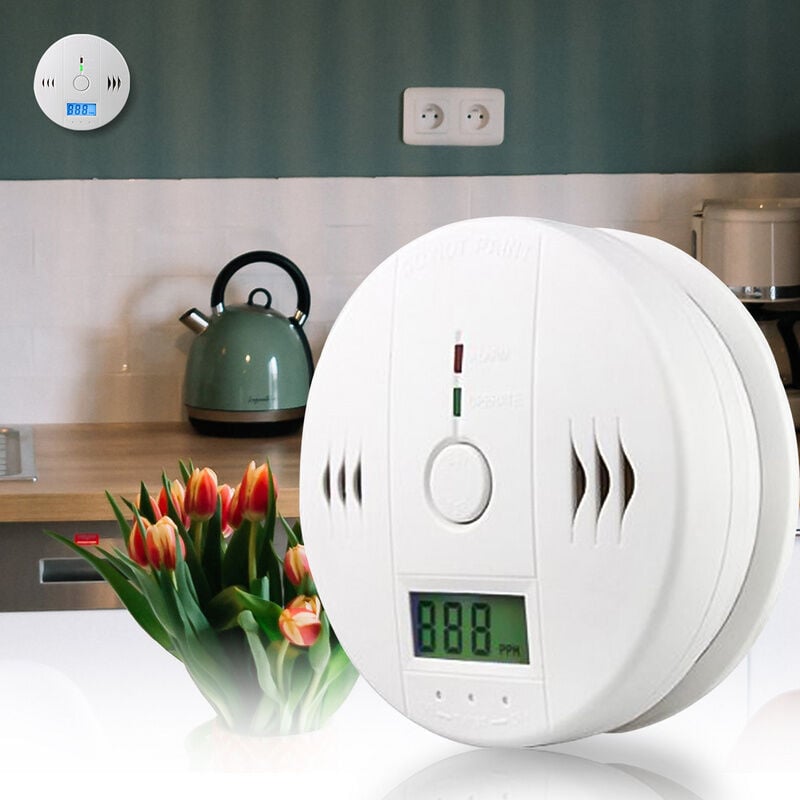 Randaco - Détecteur de gaz Monoxyde de Carbone co Gaz portable Surveillance Capteur Empoisonnement Avertissement d'alarme du Testeur Blanc