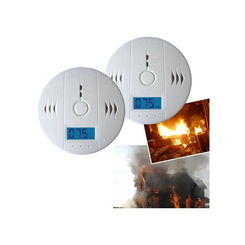 Randaco - 2x Détecteur de gaz Monoxyde de Carbone co Alarme Avertisseur Certifié ce