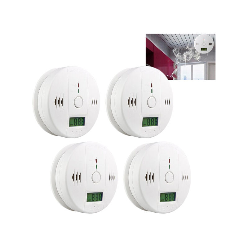 Randaco - 4x Détecteur de gaz Monoxyde de Carbone co Gaz portable Surveillance Capteur Empoisonnement Avertissement d'alarme du Testeur