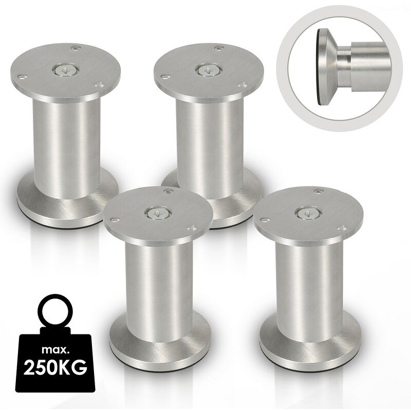 Randaco 4X pieds en épingle Pieds de meuble Canapé Pied de support Pied d'armoire Réglable Armoire Pied de canapé Pieds de lit-alliage