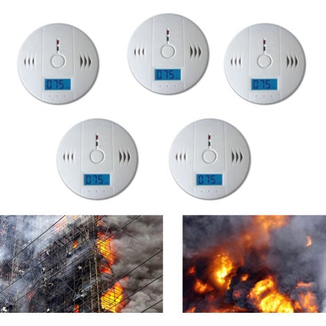 RANDACO 4x rivelatore di CO allarmi Rilevatori di monossido di carbonio Rilevatore Rilevatore di fumo con allarme di fumo a batteria intercambiabile Bianco