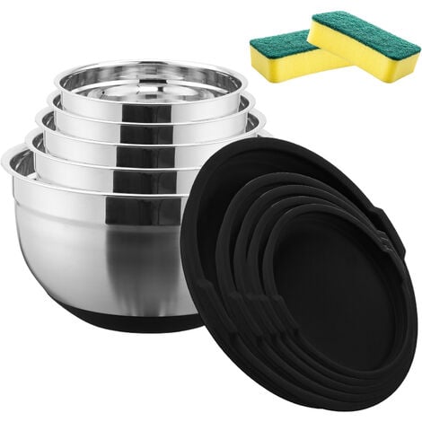 Bol mélangeur, set de 5 pièces, 100% inox, saladier, set avec