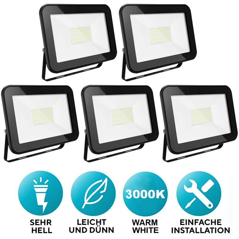 Randaco - einfeben 5 Projecteurs led 50W Blanc chaud Haute Luminosité