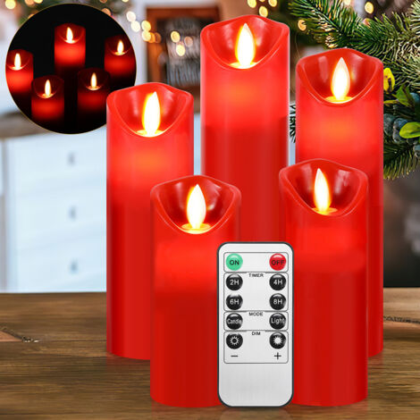 Randaco 5er Set LED Kerzen mit Fernbedienung Flammenlose Timer LED Kerze Outdoor Elektrische Kerze für Außen