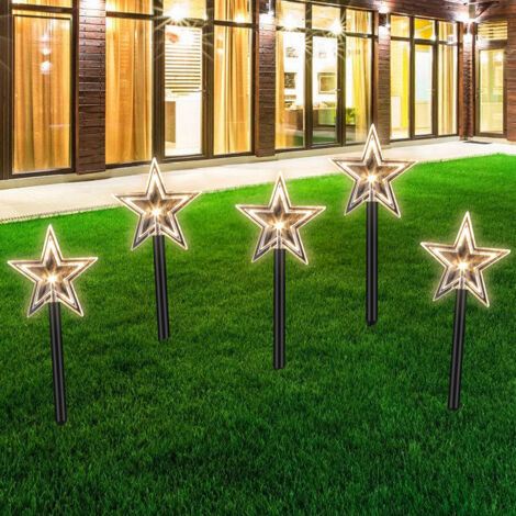 Randaco 5x Stelle illuminate, luci a stringa per esterni, luci a stringa decorative, decorazioni natalizie, luce colorata