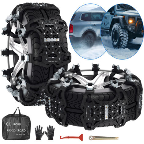 Randaco 6 Stück Auto-Schneeketten TPU-Schneeketten, für Reifenbreiten von 165–285 mm, Universal-Auto-Schneeketten für die meisten Autos, SUVs und Lastwagen