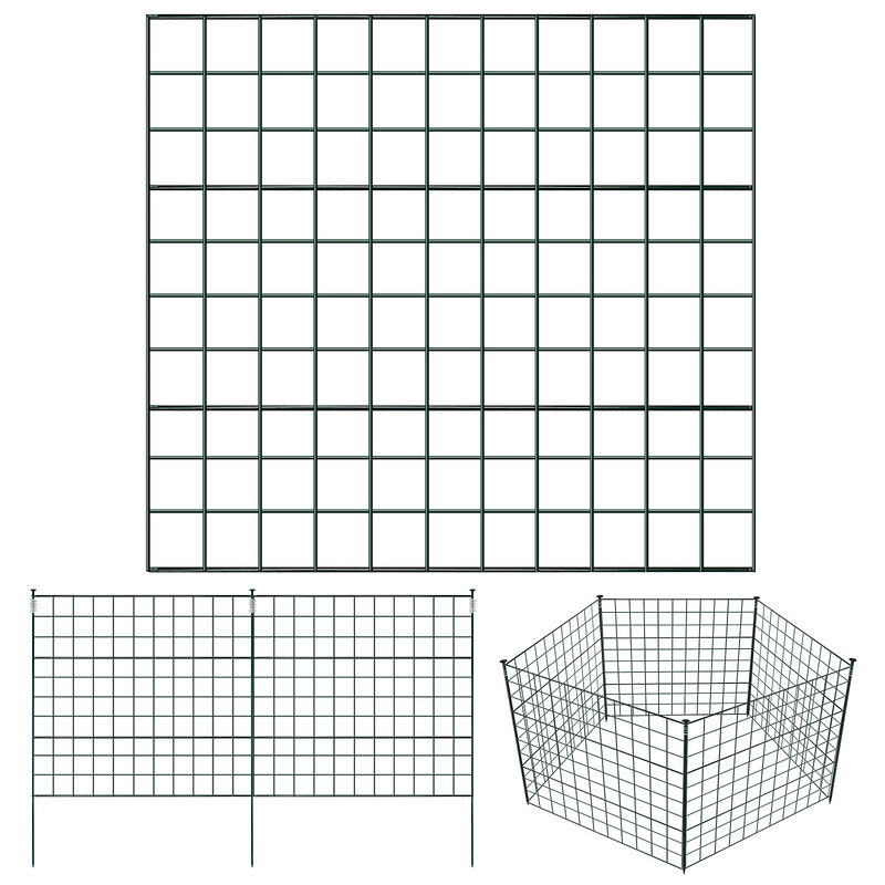 Hengda Clôture de jardin 11 pièces clôture en métal vert. clôture grillagée. clôture de jardin. clôture de camping
