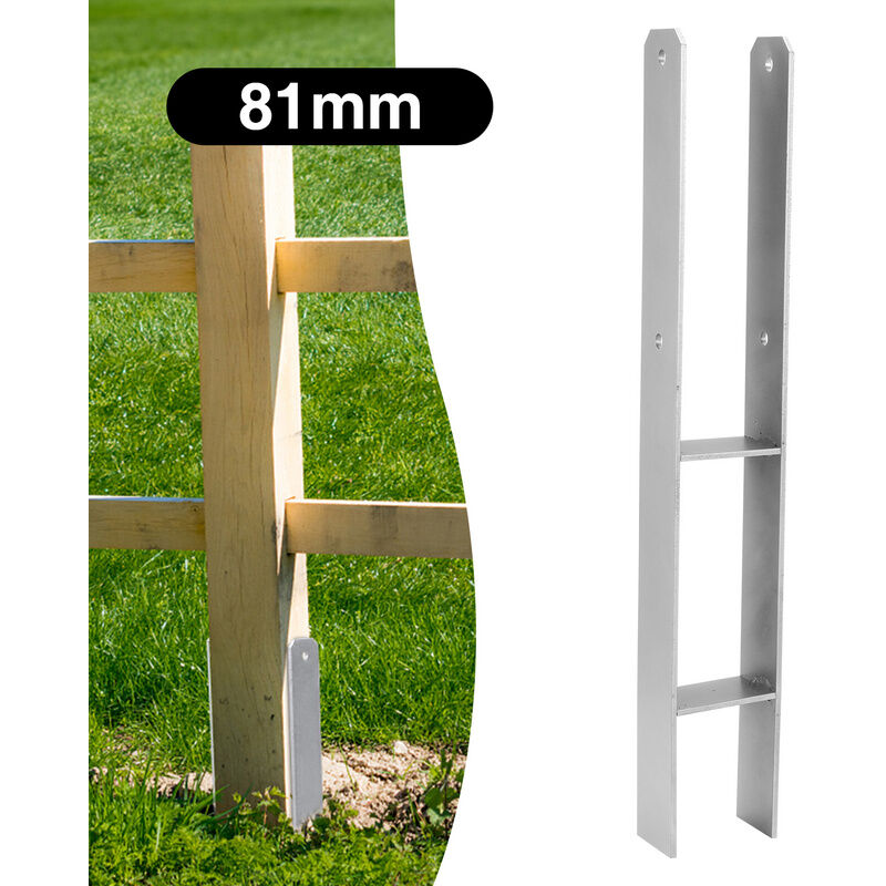 6x Ancrage de poteau Ancrage en h ancre pour abris de voiture,maisons sur pilotis durable H-ancre Ancrage de poteau encastré 81MM - Randaco