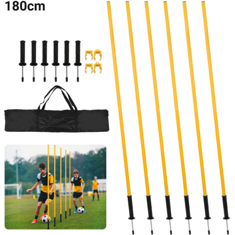 Randaco 6x Slalomstangen Fussball 1,8 m sprunghafte Agilität Stangen Agility Trainingsset Gelb